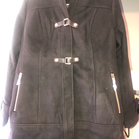 City Chic Wonderwall Hooded Black Coat NWT - Picture 7 of 7